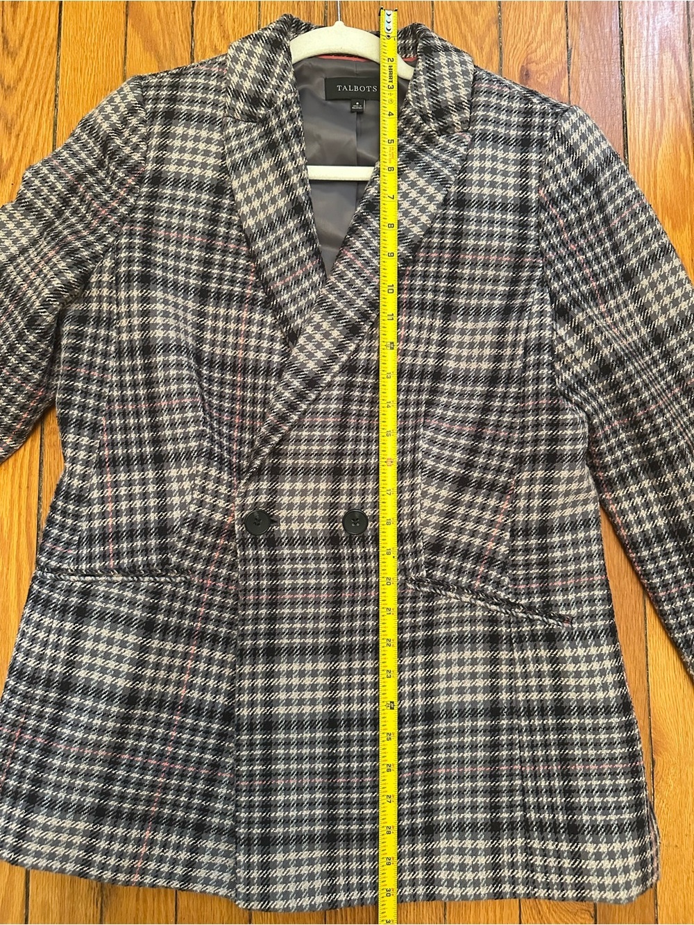Talbots Women's Oversized Plaid Preppy Blazer in Sage, Black and Pink Size 8 - Picture 9 of 12